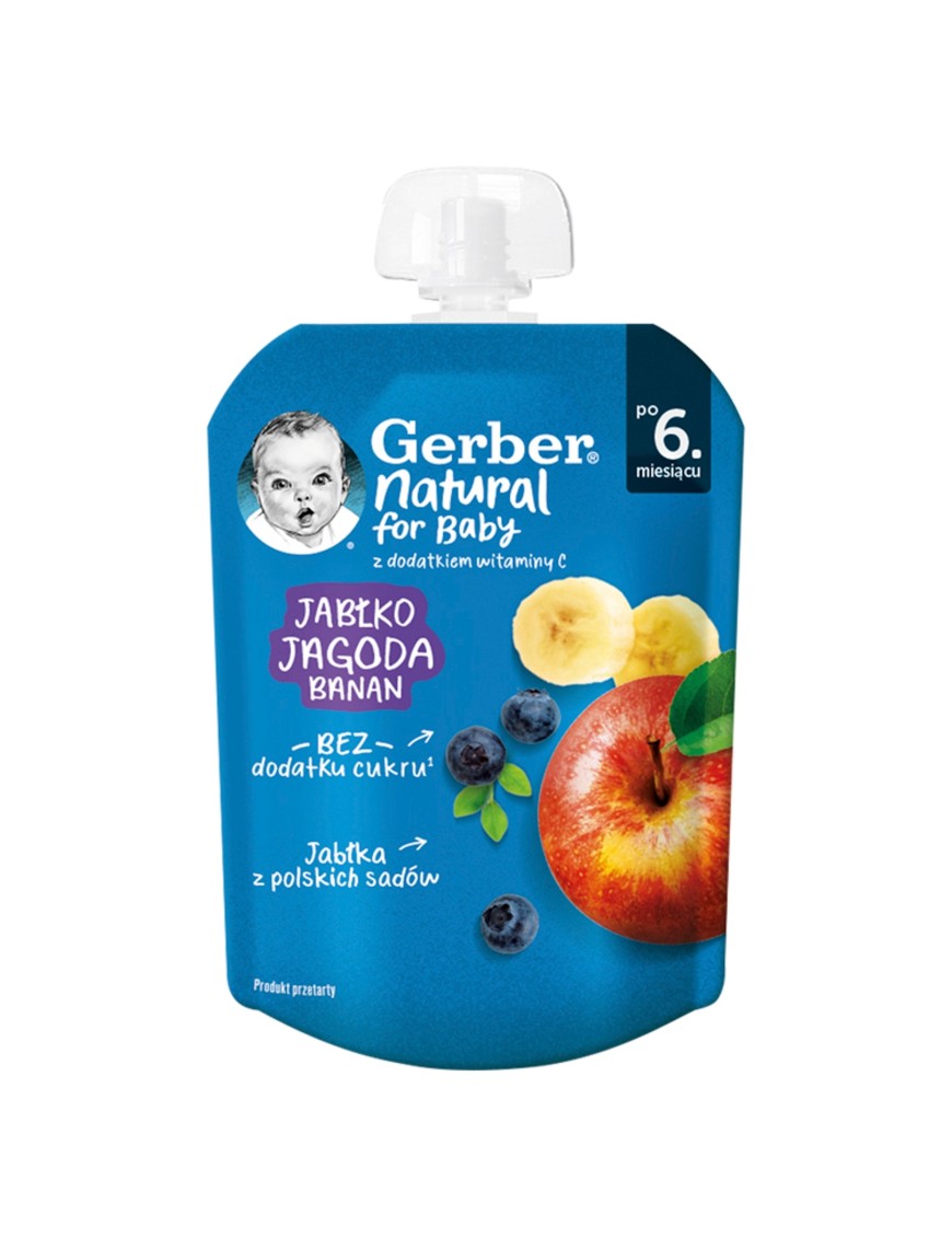 Gerber Deserek w tubce jabłko jagoda banan po 6m