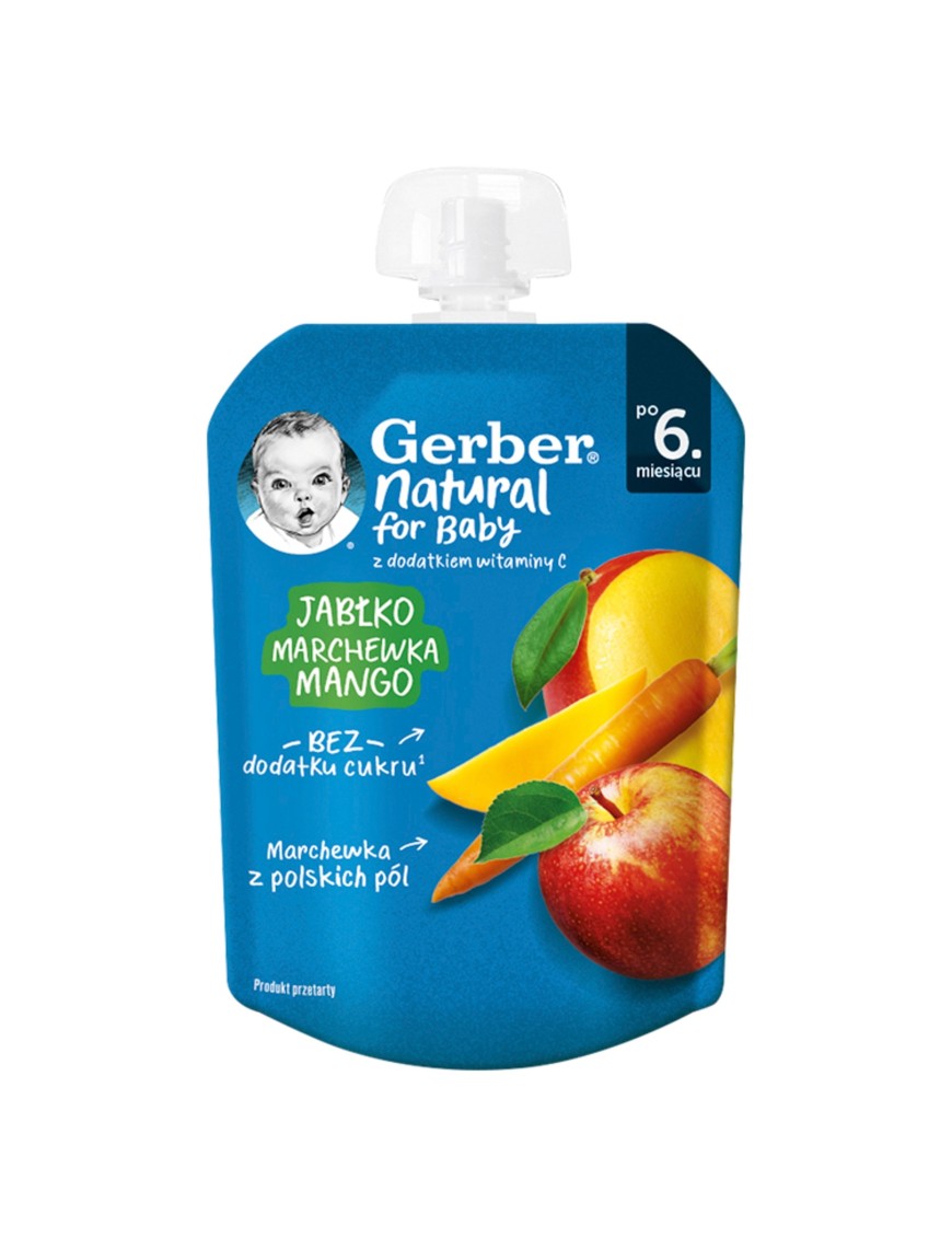Gerber Deserek w tubce jabłko marchew mango po 6m