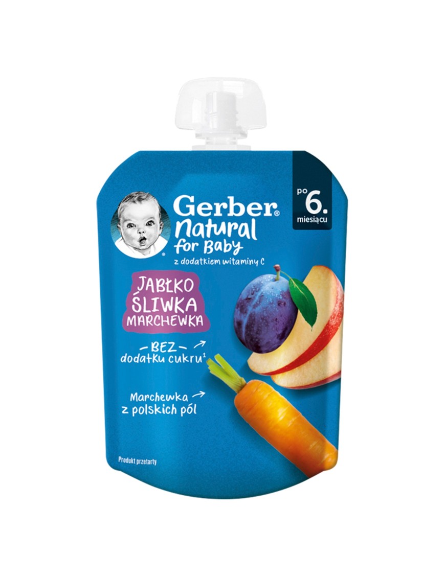 Gerber Deserek w tubce jabłko śliwka marchewka