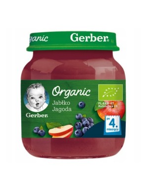 Gerber Organic Jabłko jagoda po 4 miesiącu 125g