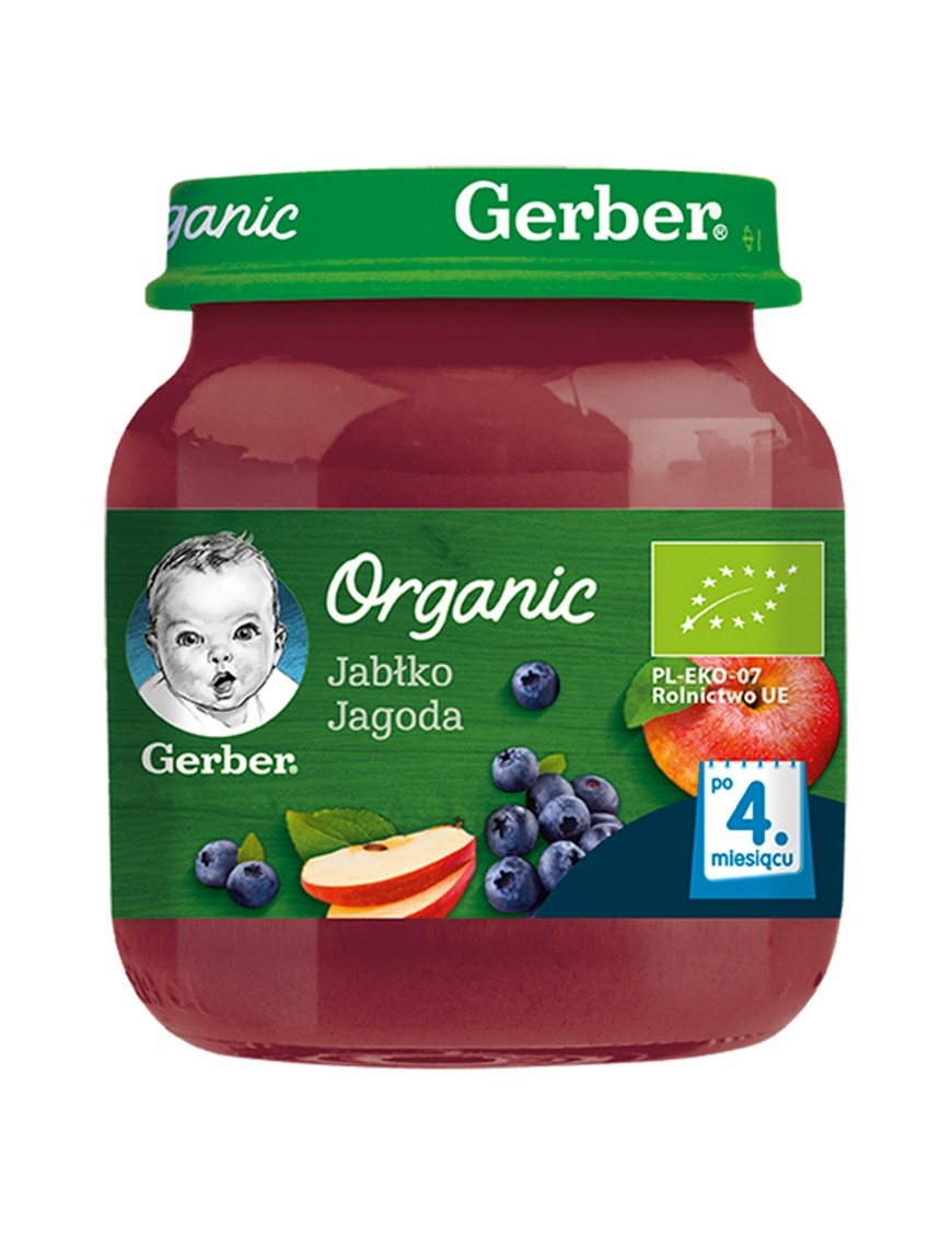 Gerber Organic Jabłko jagoda po 4 miesiącu 125g