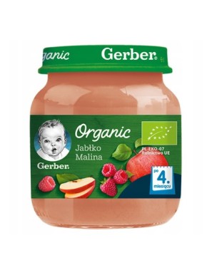 Gerber Organic Jabłko malina po 4 miesiącu 125g