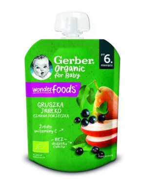 Gerber Organic Deserek gruszka jabłko czarna