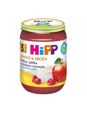 HiPP BIO Maliny i jabłka z kleikiem ryżowym po 5m