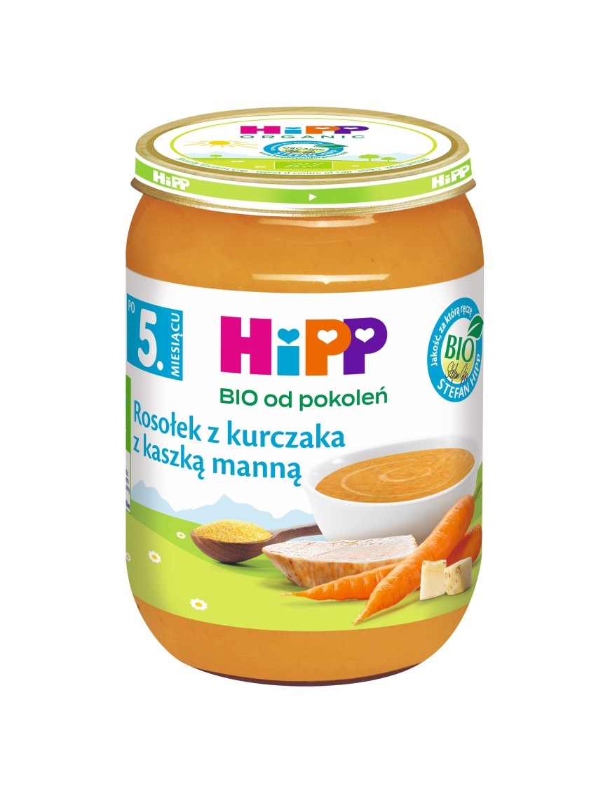 HiPP BIO Rosołek z kurczaka z kaszką manną po 5m