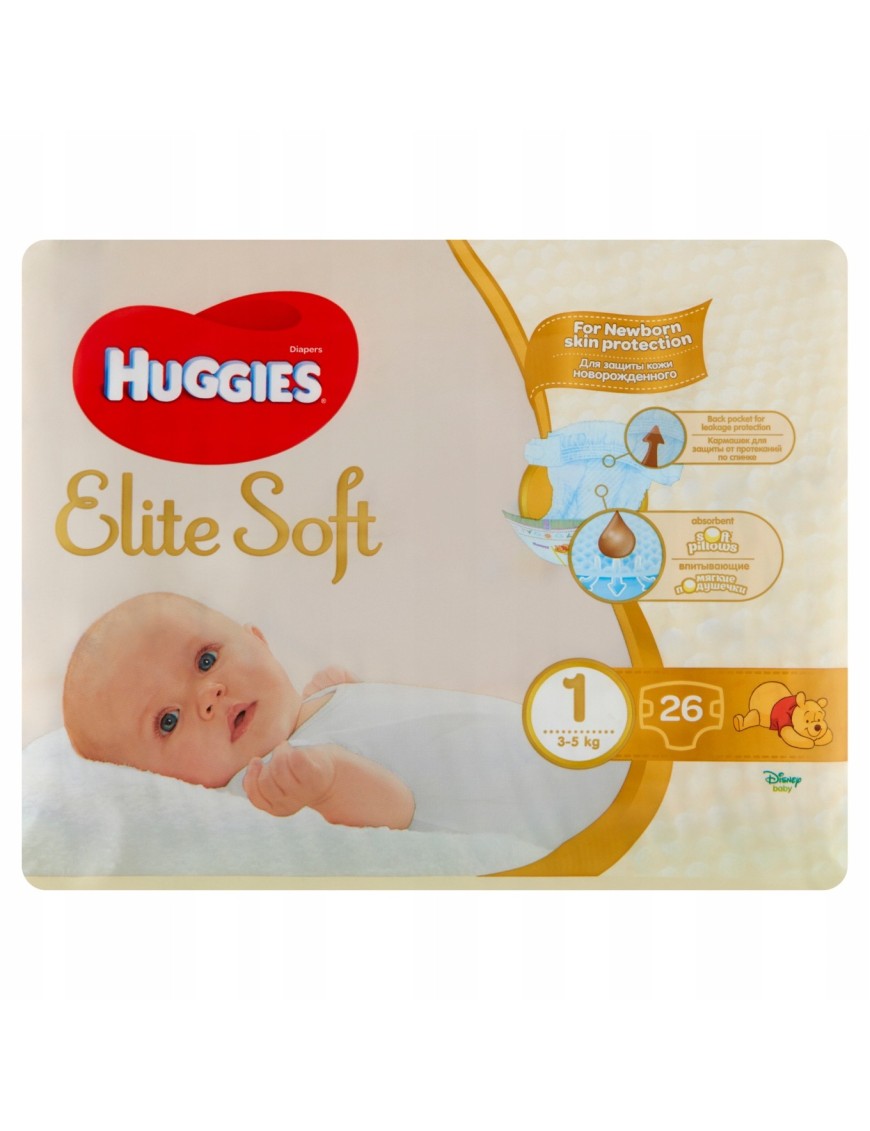 Huggies Elite Soft Pieluchy 1 3-5kg 26 szt