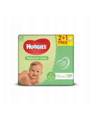 HUGGIES 3x56szt Natural Care chusteczki nawilżane