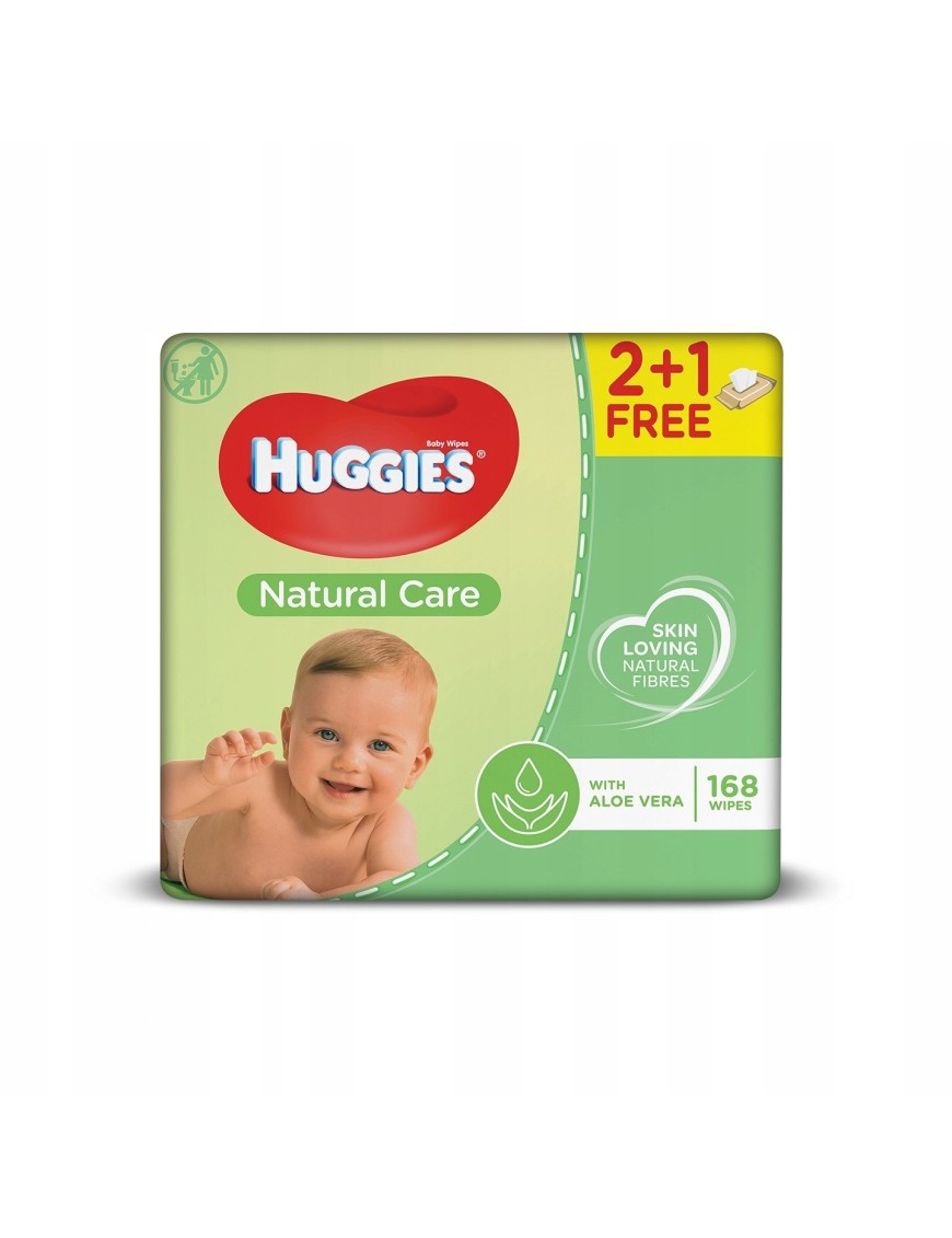 HUGGIES 3x56szt Natural Care chusteczki nawilżane