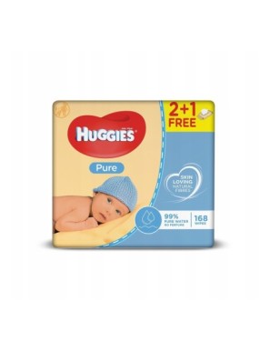 HUGGIES 3x56szt Pure 2+1 chusteczki nawilżane