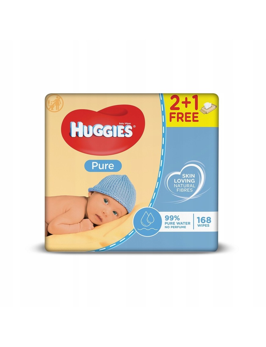 HUGGIES 3x56szt Pure 2+1 chusteczki nawilżane