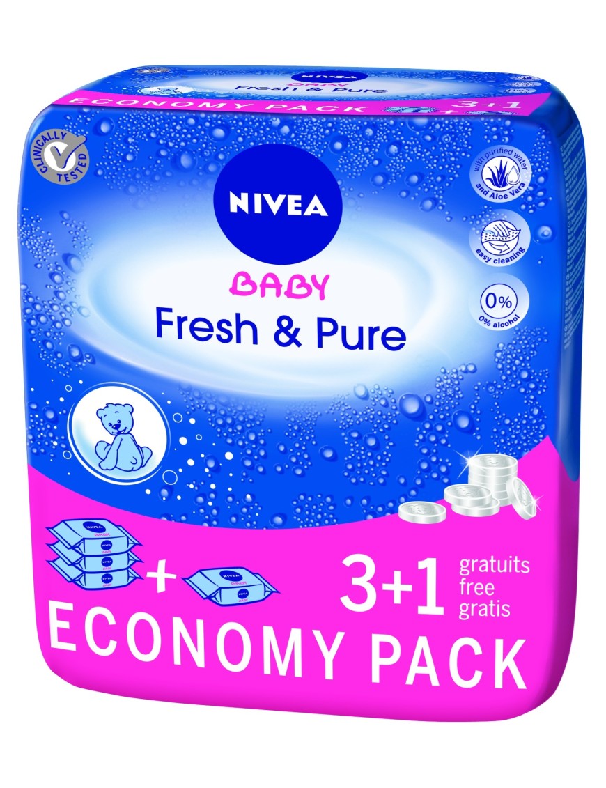NIVEA Chusteczki Fresh & Pure 3+1 4x63szt.