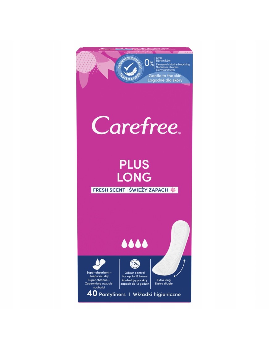 Carefree Plus Long, wkładki higieniczne 40 szt.
