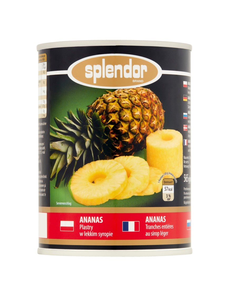 Splendor Ananas plastry w lekkim syropie 565 g