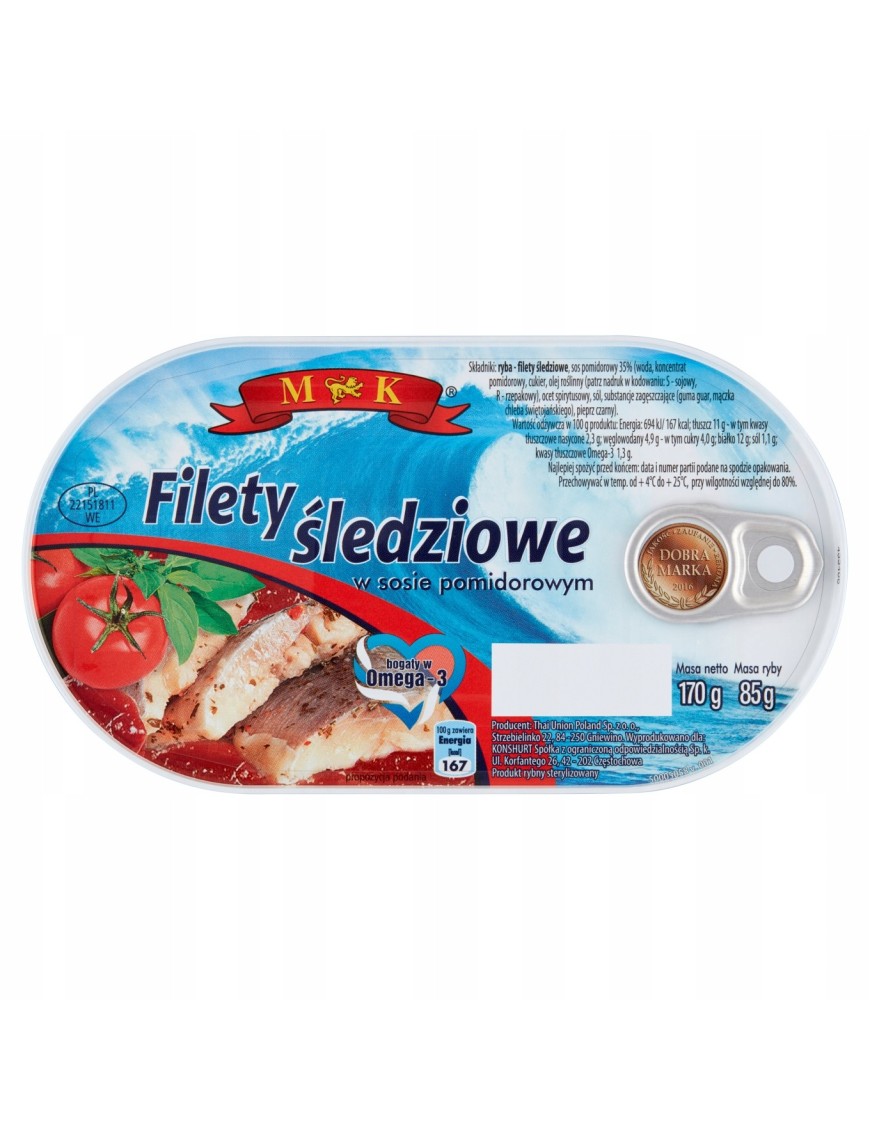 MK Filety śledziowe w sosie pomidorowym 170 g