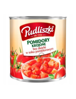 Pudliszki Pomidory krojone bez skórki w soku 252k