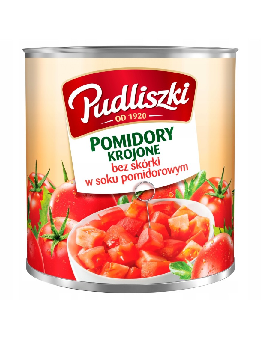 Pudliszki Pomidory krojone bez skórki w soku 252k