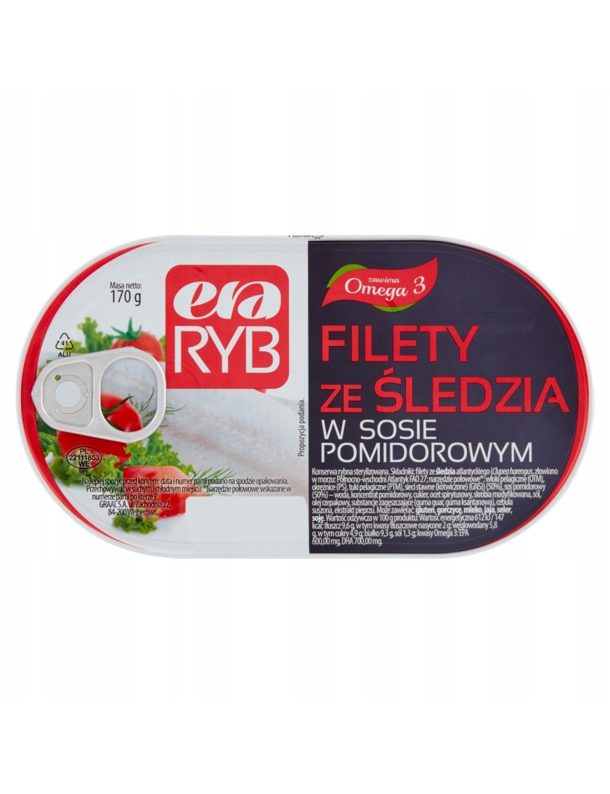 Era Ryb Filety ze śledzia w sosie pomidorowym 170g