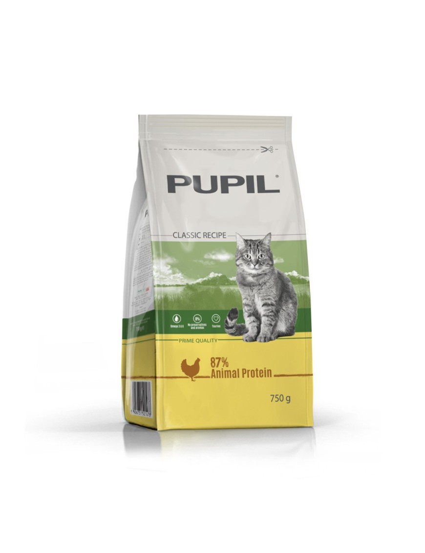 PUPIL Prime Quality karma sucha dla kotów, bogata w kurczaka z wątróbką i warzywami 750g