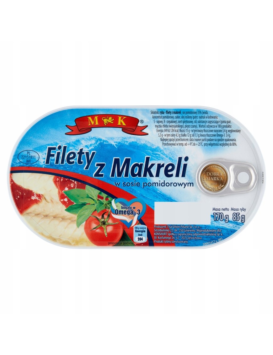 MK Filety z makreli w sosie pomidorowym 170g