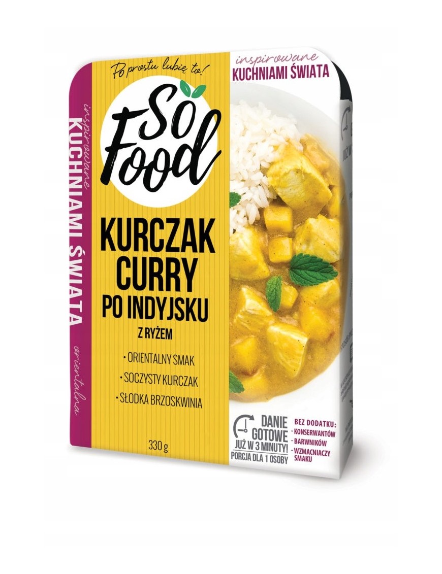 Kurczak curry po indyjsku z ryżem. 330 g So Food