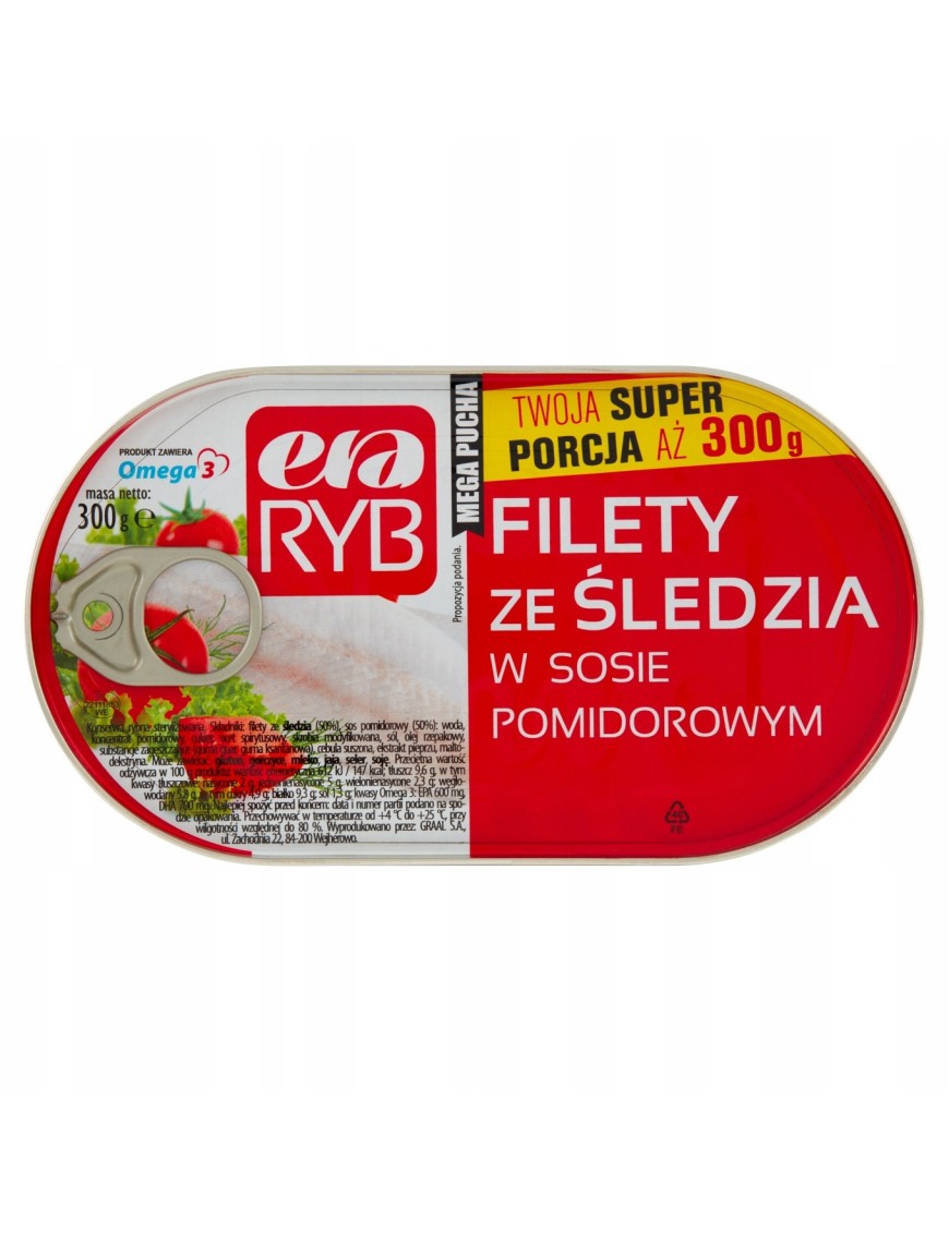 Era Ryb Filety ze śledzia w sosie pomidorowym 300g