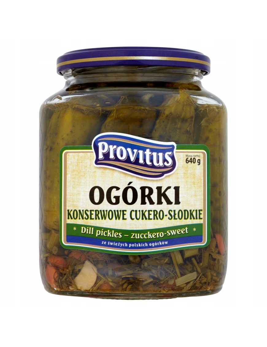 Provitus Ogórki konserwowe cukero słodkie 640 g