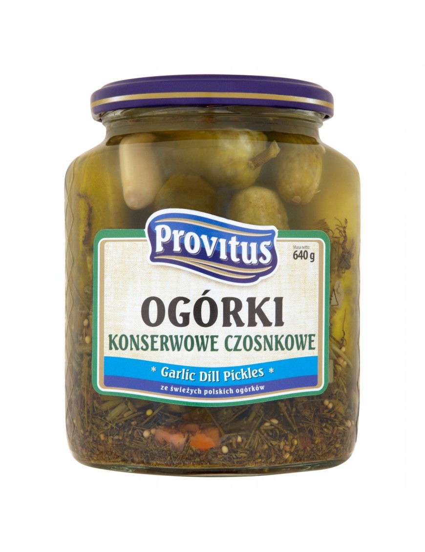 Provitus Ogórki konserwowe czosnkowe 640 g