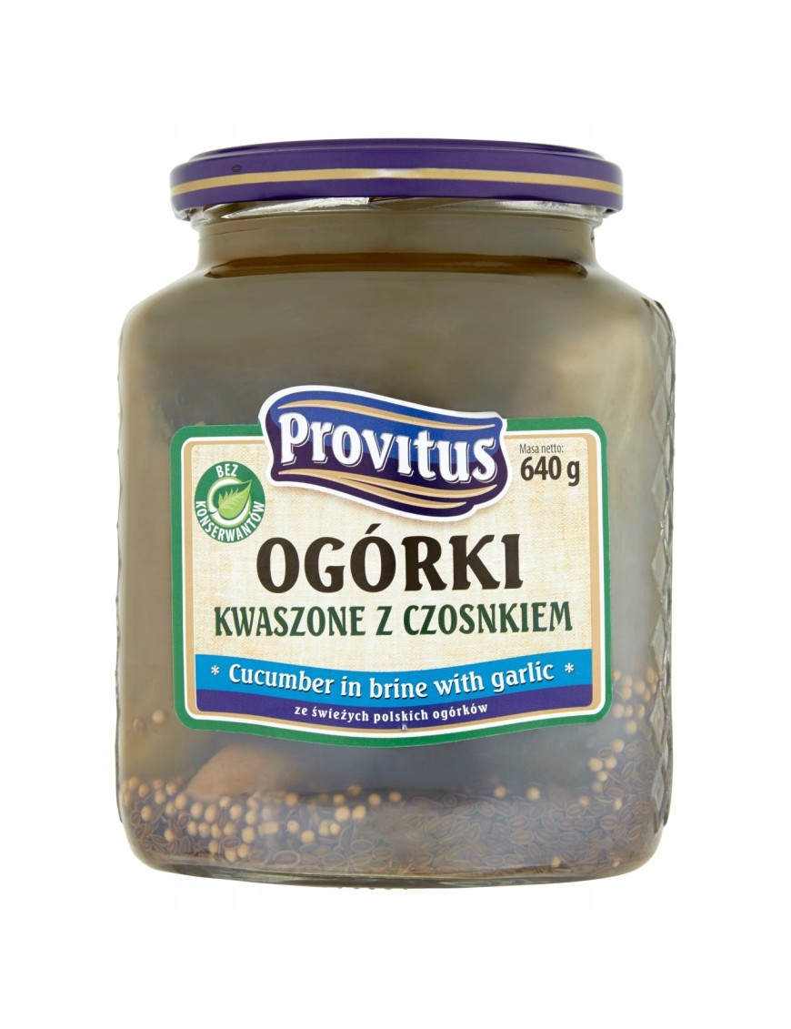 Provitus Ogórki kwaszone z czosnkiem 640 g