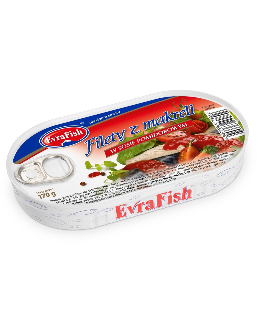 EVRAFISH filety z makreli w sosie pomidorowym 170g