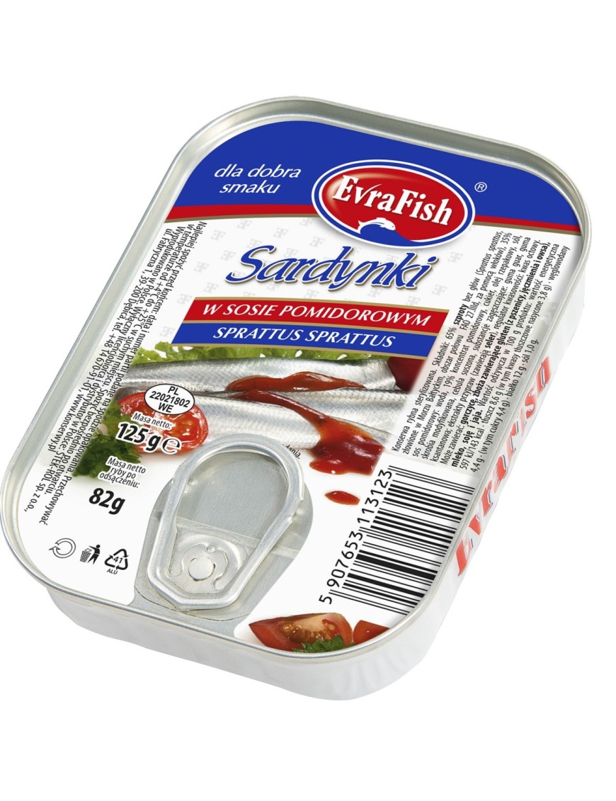 EVRAFISH sardynka w sosie pomidorowym 125g