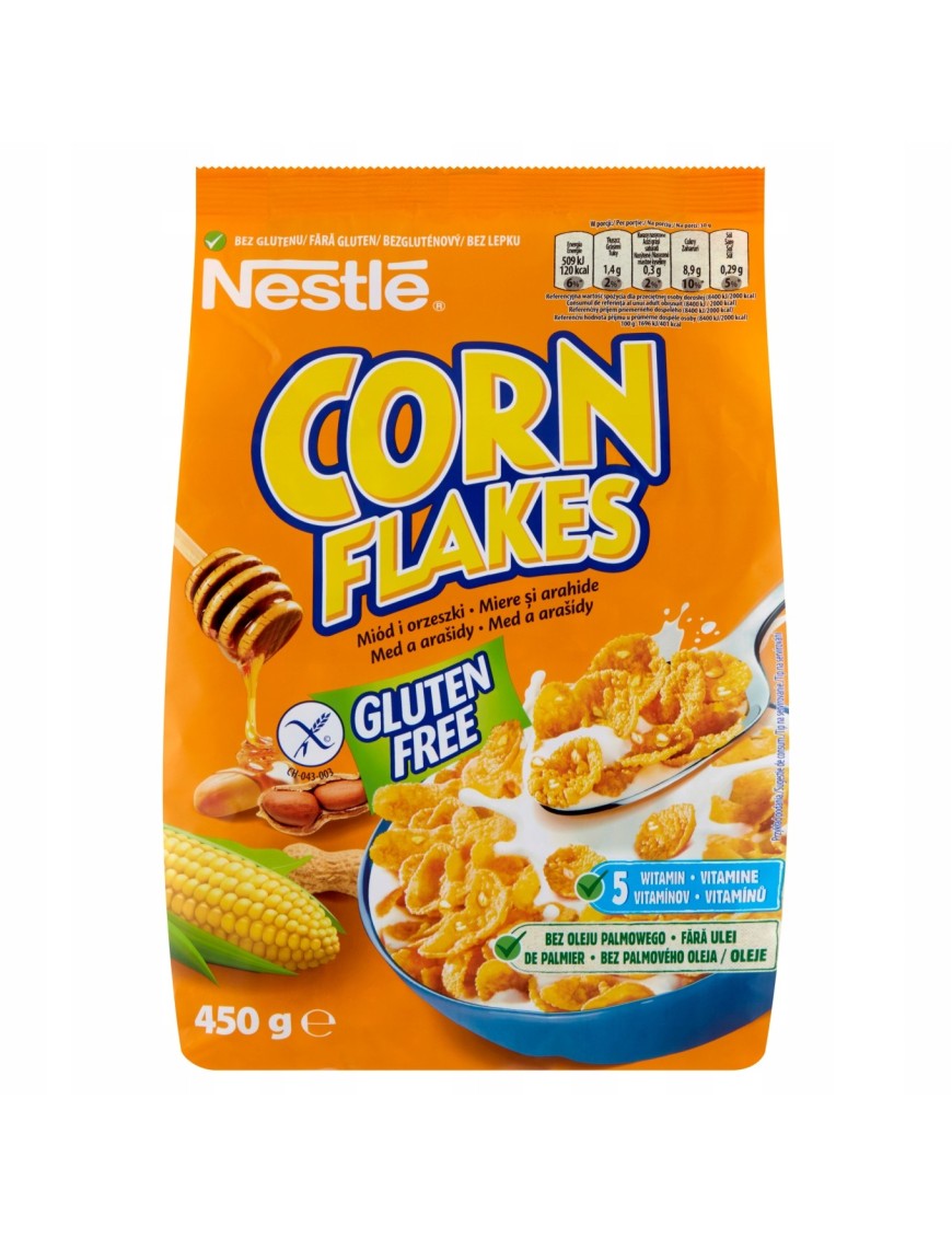 Nestlé Corn Flakes Miód i orzeszki Płatki 450 g