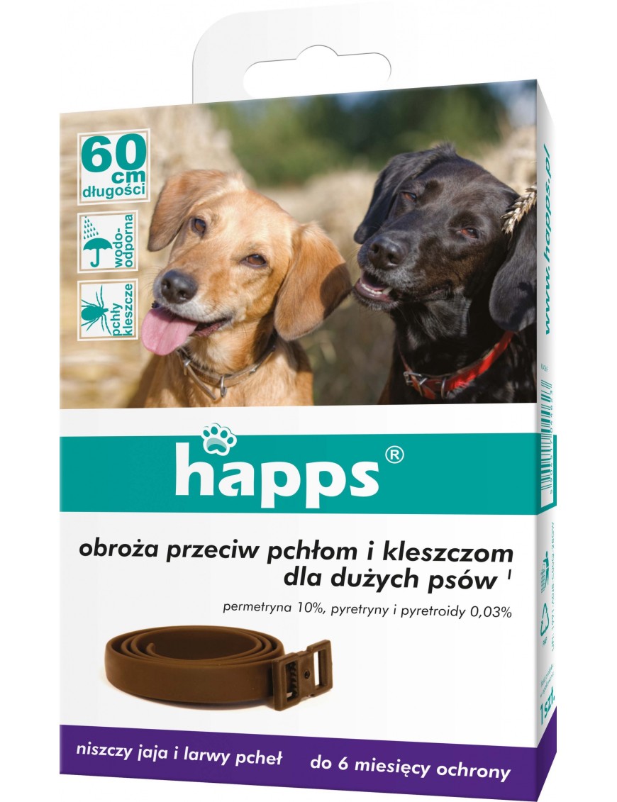 Happs obroża przeciw pchłom i kleszczom dla psów