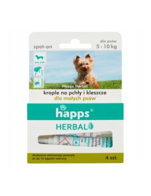 Happs Herbal - krople na pchły i kleszcze dla małych psów do 10kg (4 szt.)