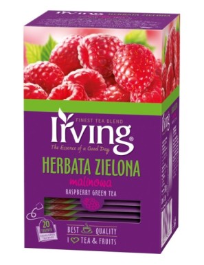 Irving Herbata zielona malinowa 30 g (20 torebek)