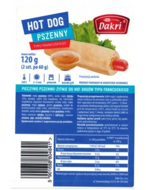 Hot dog pszenny 120g Dakri
