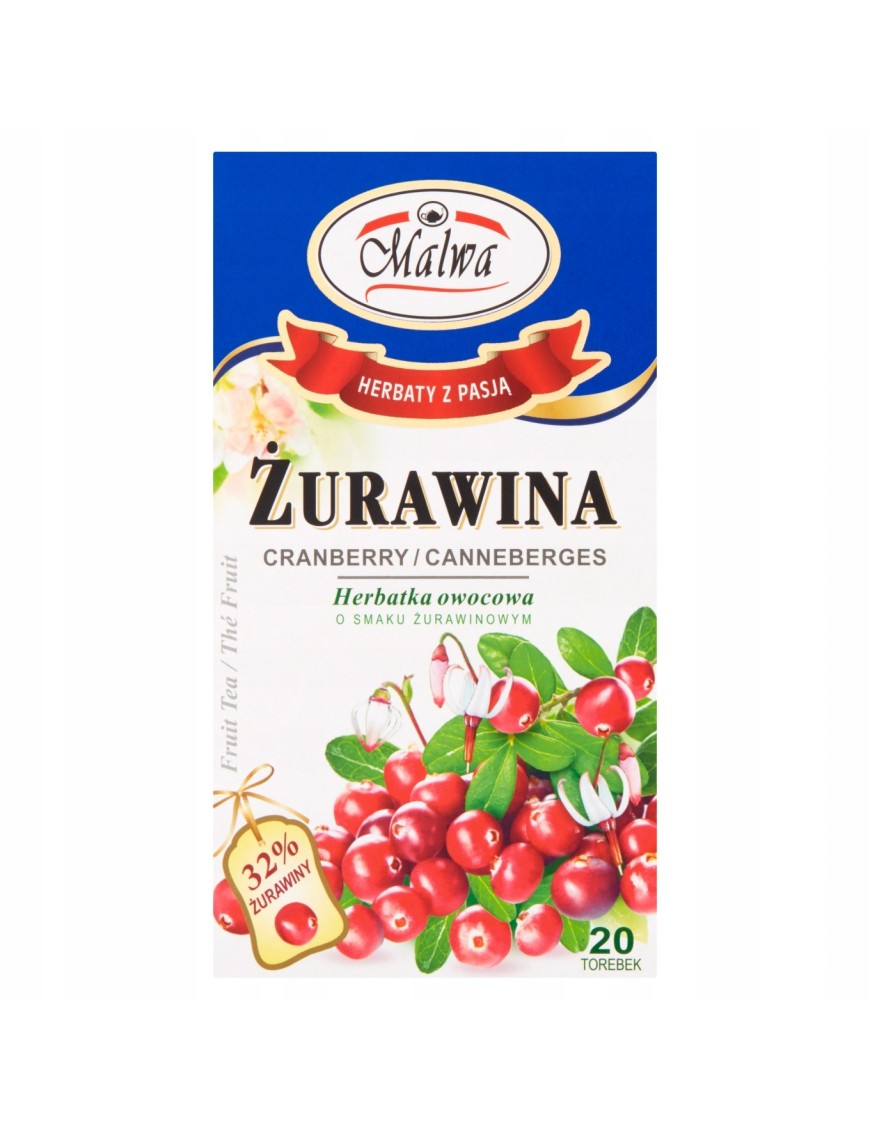 Malwa Herbatka owocowa żurawina 40 g (20 x 2 g)