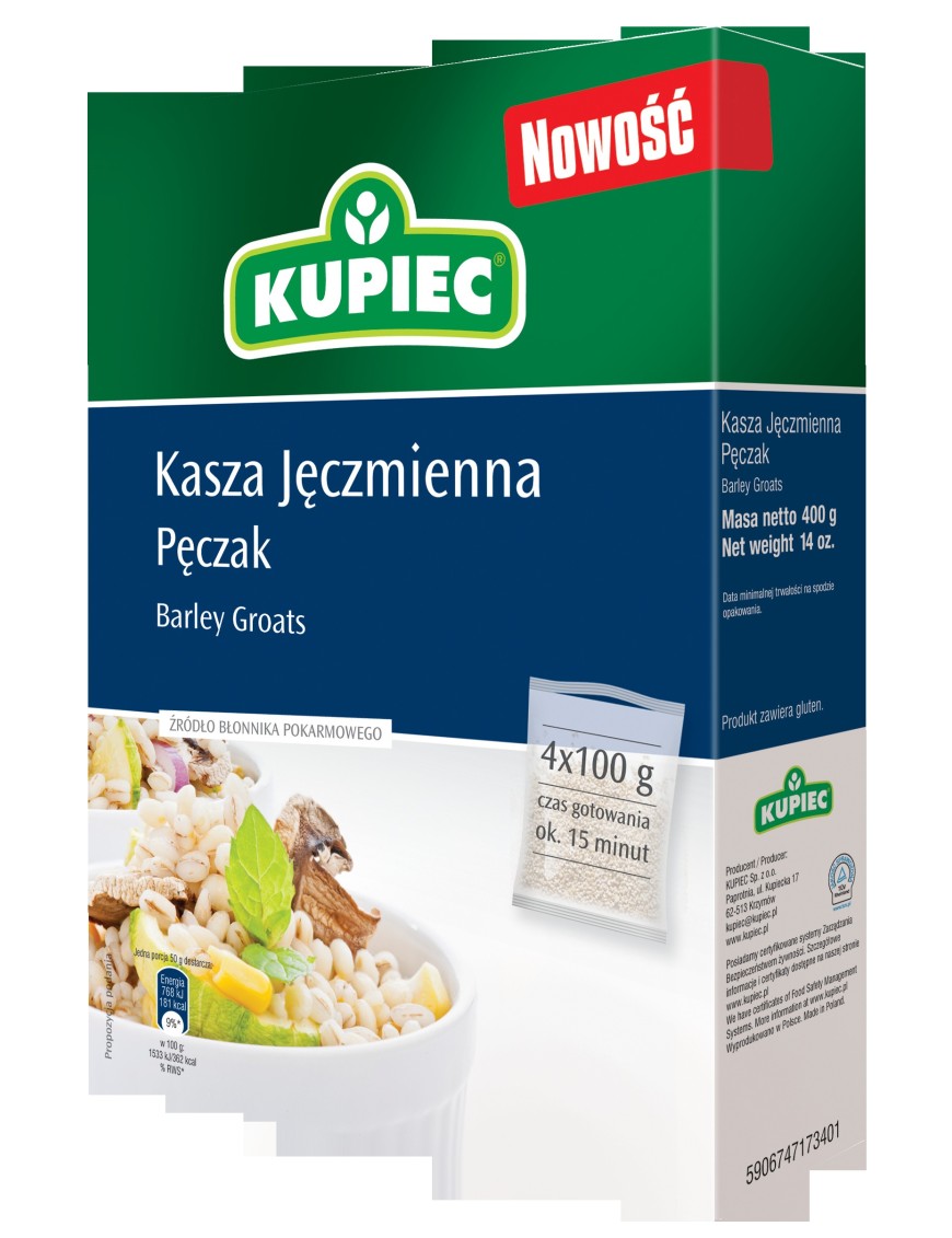 Kupiec Kasza jęczmienna pęczak 400 g (4 torebki)