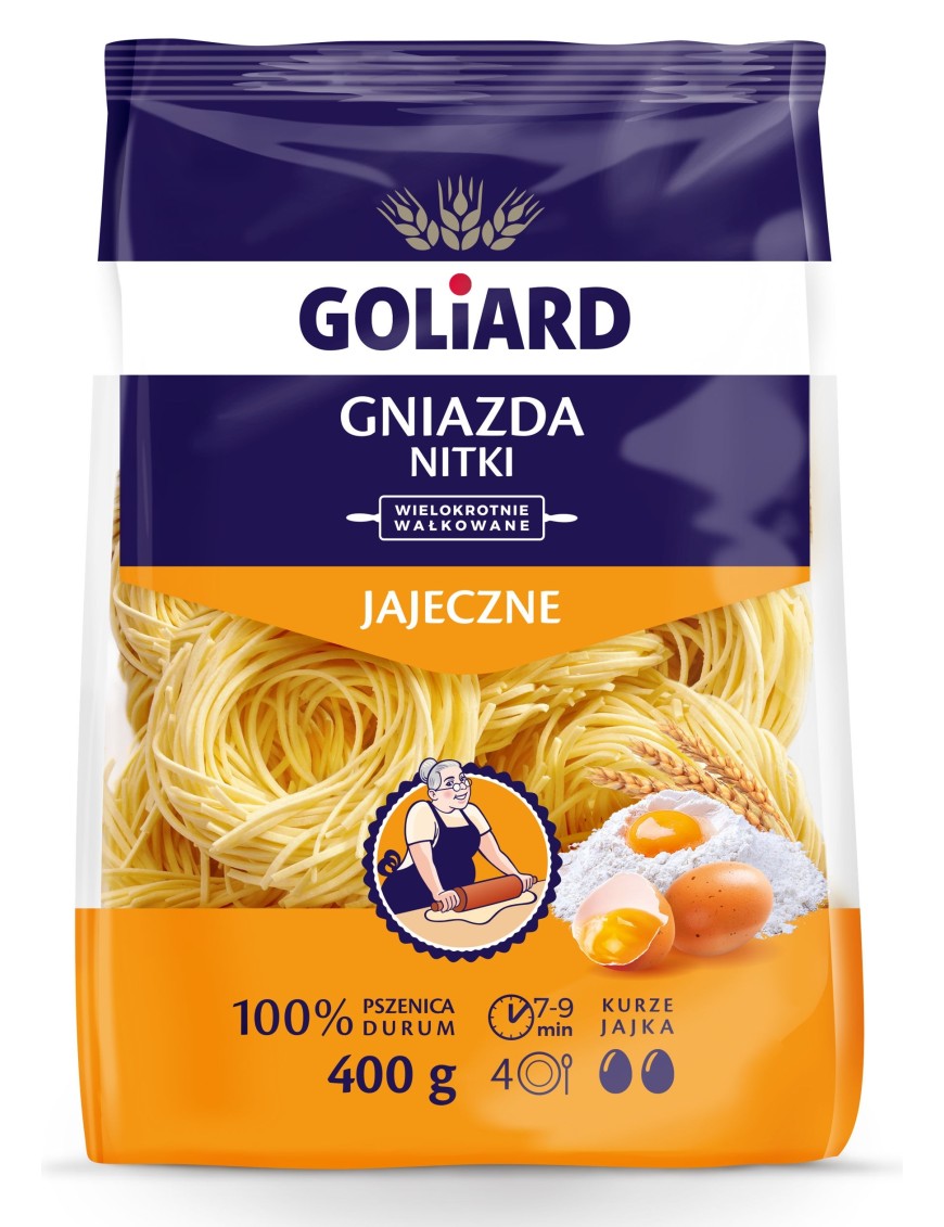 Goliard Makaron 2-jajeczny gniazda nitki 400 g