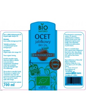 Ocet jabłkowy 5% 700 ml BIO