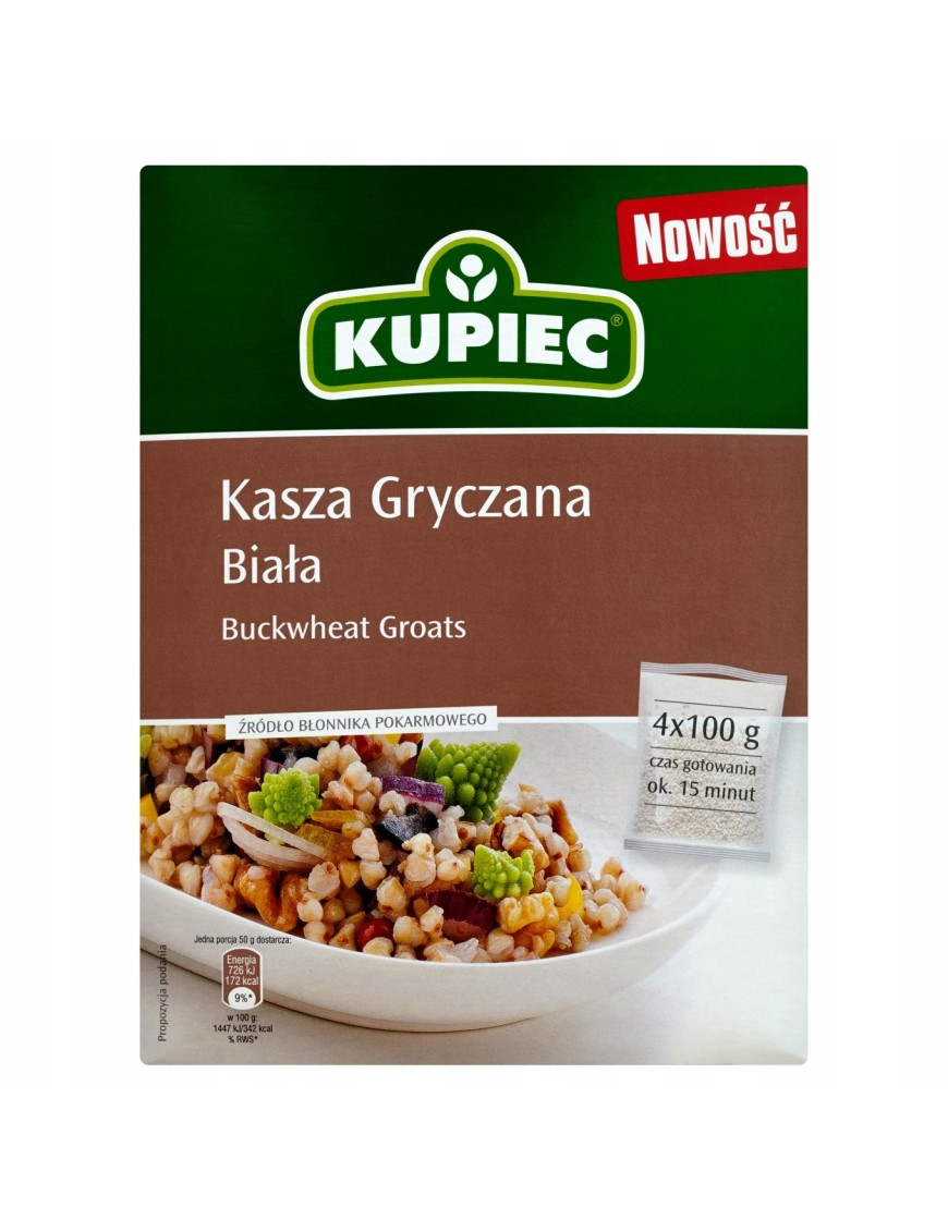 Kupiec Kasza gryczana biała 400 g (4 torebki)