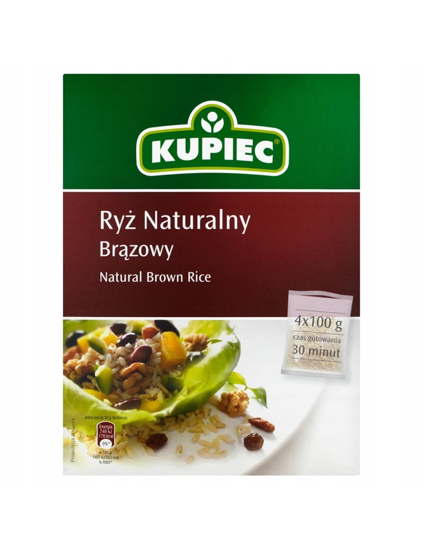 Kupiec Ryż naturalny brązowy 400 g (4 torebki)