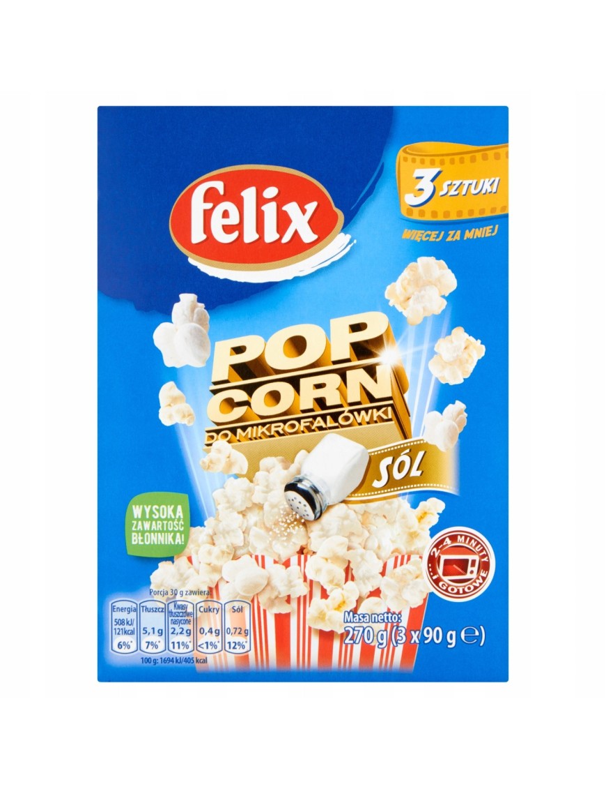 Felix Popcorn do mikrofalówki solony 270 g (3x90g)