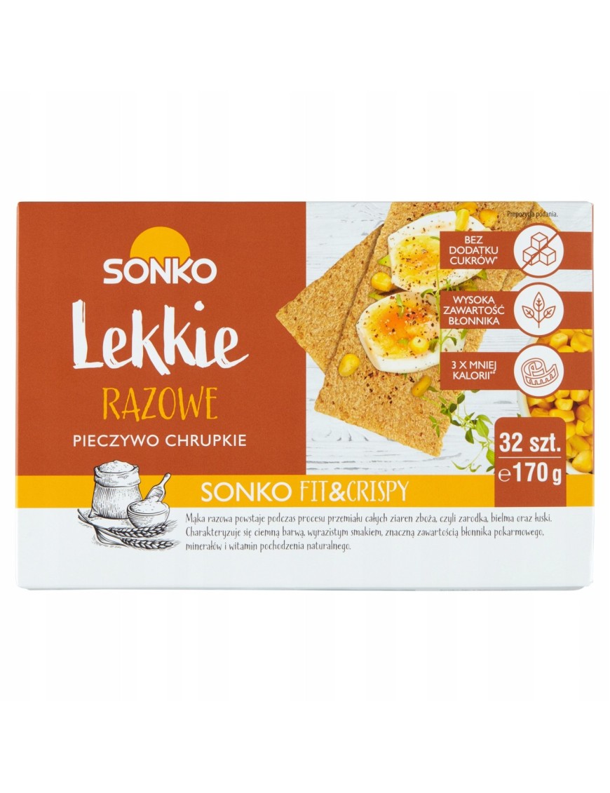 Sonko Pieczywo chrupkie Lekkie razowe 170 g 32szt