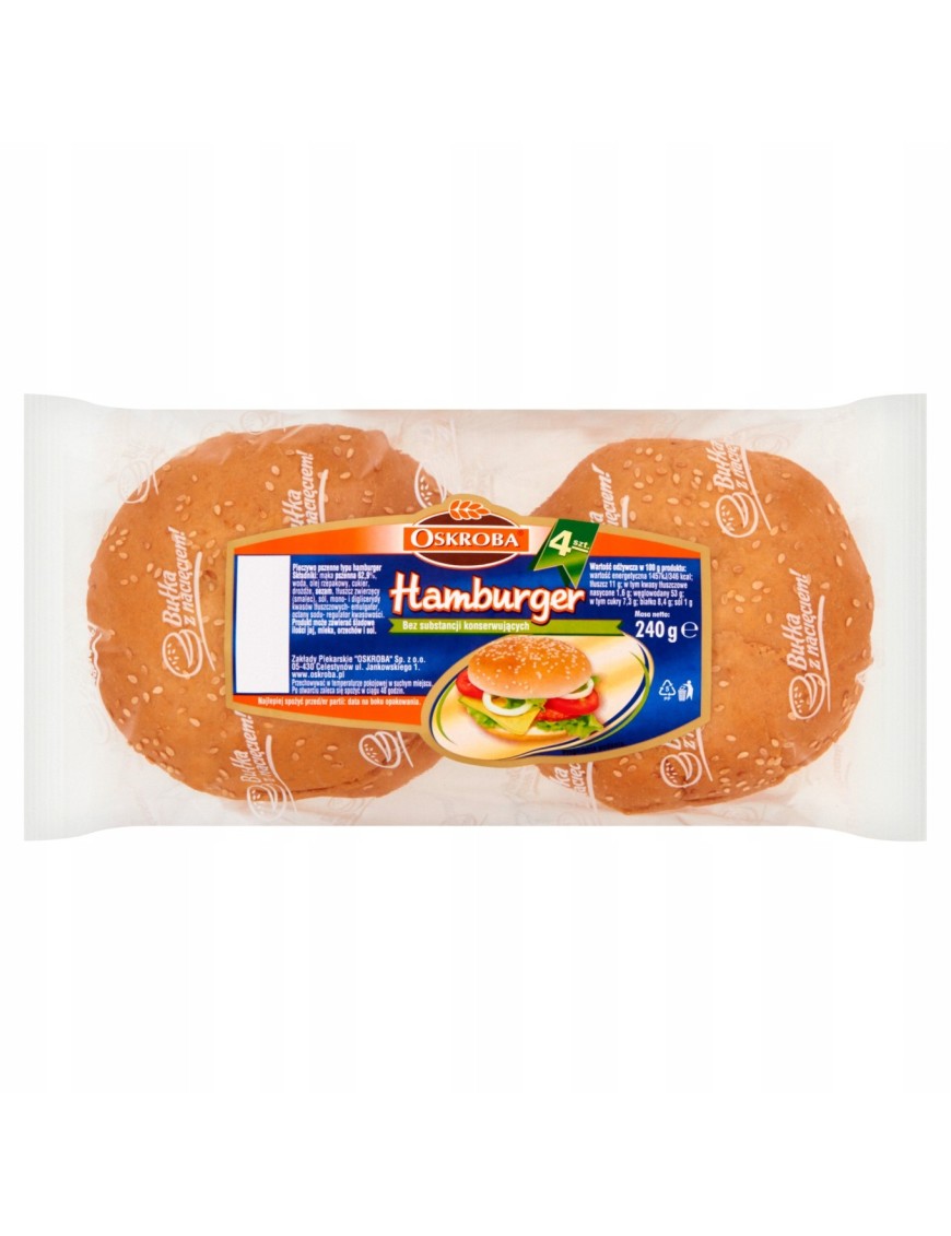 Oskroba Hamburger Pieczywo pszenne 240 g 4szt