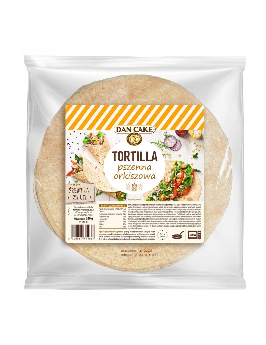 DC Tortilla pszenna orkiszowa 240g 25 cm