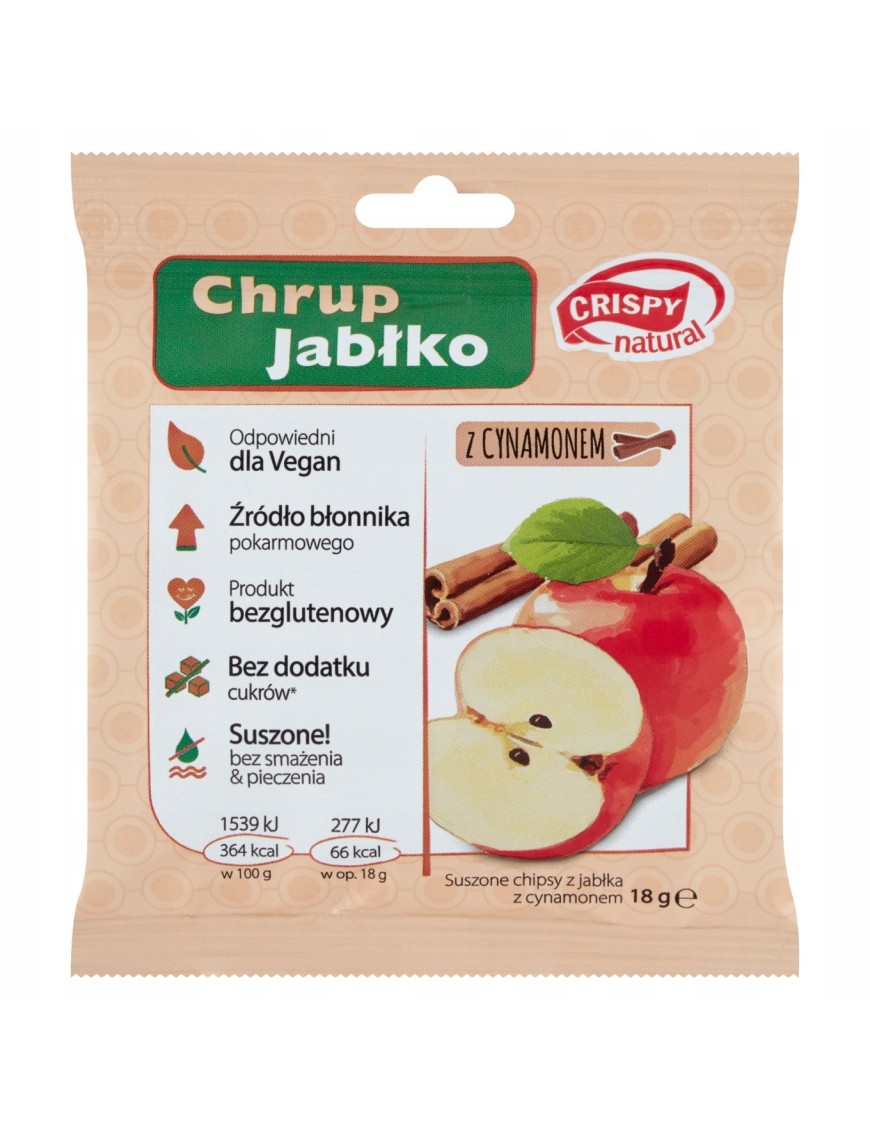 Crispy Natural Suszone chipsy z jabłka z cynamonem