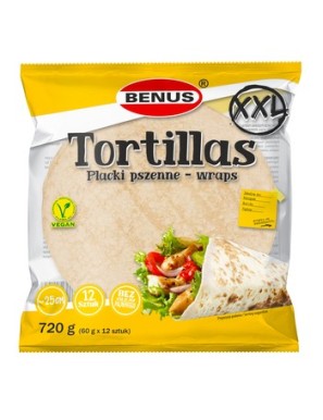 Benus Tortillas XXL Placki pszenne - wraps 720 g