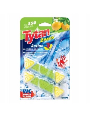 Kostka toaletowa WC Tytan Action 3 Lemon 2x40g