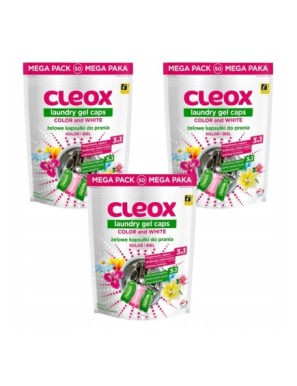 3x CLEOX laundry capsules 3 komorowe 50 szt