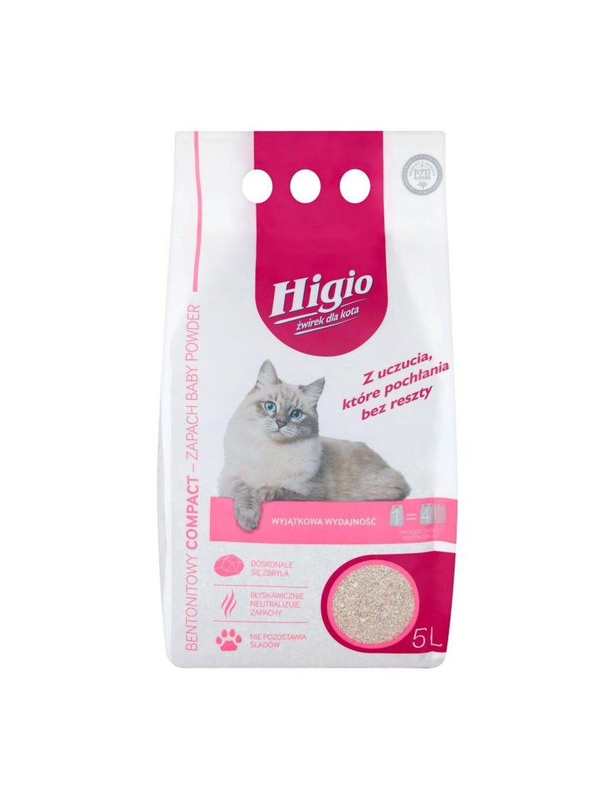 Higio Premium żwirek bentonitowy 5l baby powder